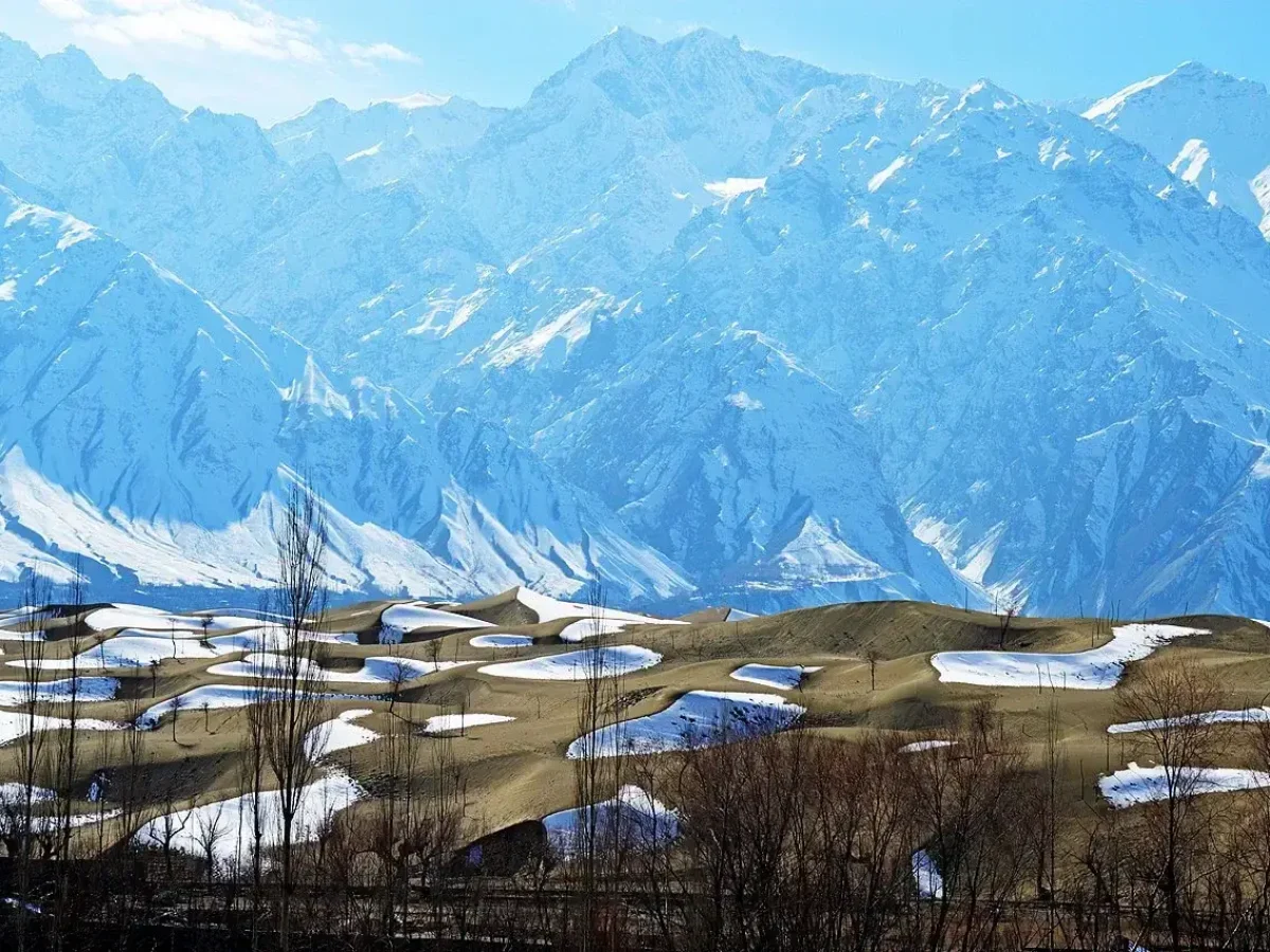 Snowfall at Katpana near Skardu